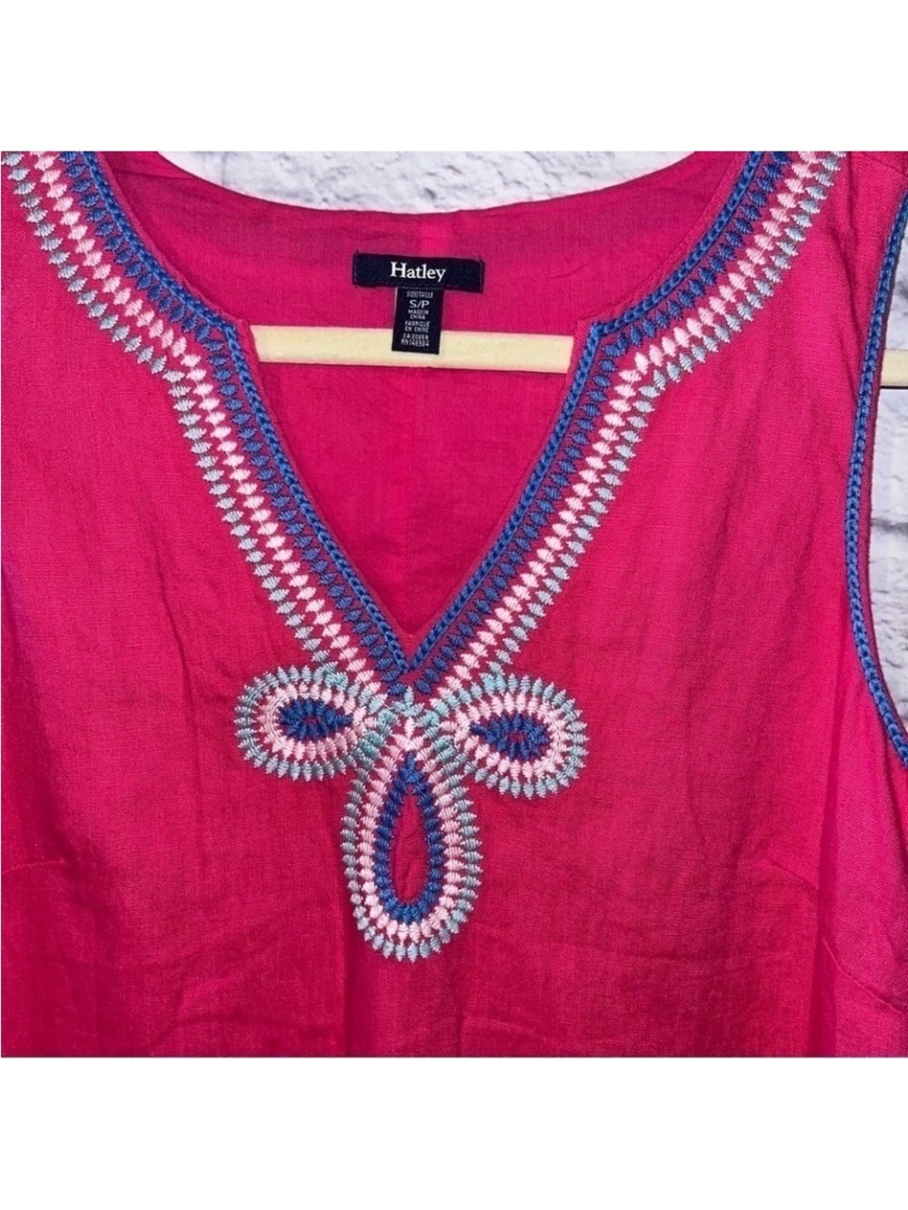Women’s Sleeveless Hatley Hot Pink Dress size small. Linen - Picture 9 of 15
